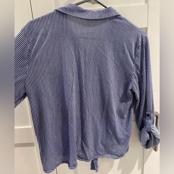 Blue & White Striped Button Down Shirt - Picture 6 of 7